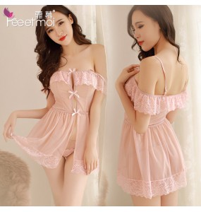 FEE ET MOI Sexy Lace Seethrough Body Sleepwear (Pink)